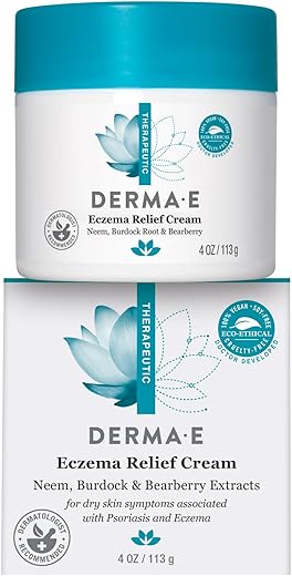 Creme Alívio de Eczema – Creme Natural para Alívio da Coceira – Creme Calmante para Eczema Alivia Pele Descamada, Escamosa e Seca – Creme Tópico Antioxidante para Eczema e Psoríase, 120g - Derma E