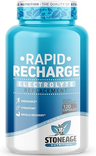 StoneAge Nutrition - Pílulas de Eletrólitos – 120 Cápsulas – Suporte para Síndrome de POTS, Comprimidos de Sal – Suplementos de Eletrólitos Keto, Hidratação Rápida, Resistência, Recuperação da Desidratação – Livre de GMO