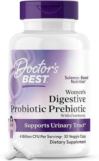 Doctor's BEST - Doctor’s BEST Probiótico Digestivo Feminino com Prebiótico de Cranberry 30 Cápsulas Vegetais – Marca Doctor’s BEST
