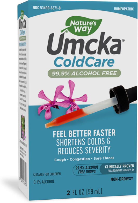 Nature's Way - Umcka ColdCare Homeopático da Nature’s Way, Alivia Resfriados, Dor de Garganta, Tosse e Congestão, Sem Fenilefrina, Não Causa Sonolência, Sabor Cereja, 60 ml