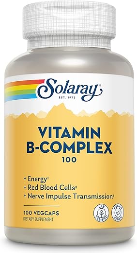 Vitamina B-Complex 100 mg, Energia Saudável, Formação de Células Sanguíneas | Solaray B-Complex 100 mg, Energia e Saúde, Formação de Células Sanguíneas - SOLARAY