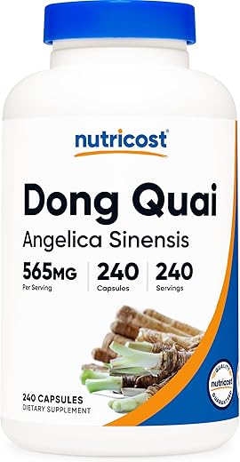 Dong Quai 565mg – 240 Cápsulas (Angelica Sinensis) – Cápsulas Vegetarianas, Livre de Transgênicos, Sem Glúten - Nutricost