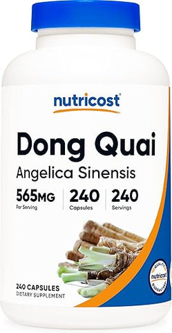 Dong Quai 565mg – 240 Cápsulas (Angelica Sinensis) – Cápsulas Vegetarianas, Livre de Transgênicos, Sem Glúten - Nutricost
