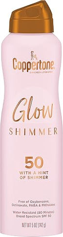 Glow com Brilho Spray Protetor Solar, Resistente à Água, Amplo Espectro, FPS 50, 150 ml - Coppertone
