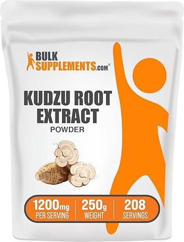 Kudzu Root Extract Powder BulkSupplements.com – Suplemento de Raiz de Kudzu em Pó, Livre de Glúten, 1200mg por Porção, 250g (Pack de 1)