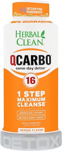QCarbo16 Bebida Detox de Limpeza Máxima 1 Passo, Sabor Laranja, 473 ml - Herbal Clean