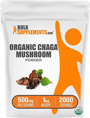 com Pó de Cogumelo Chaga Orgânico – Cogumelo Chaga Orgânico, Pó de Cogumelos Chaga – Suplemento de Cogumelos, Vegano - BulkSupplements