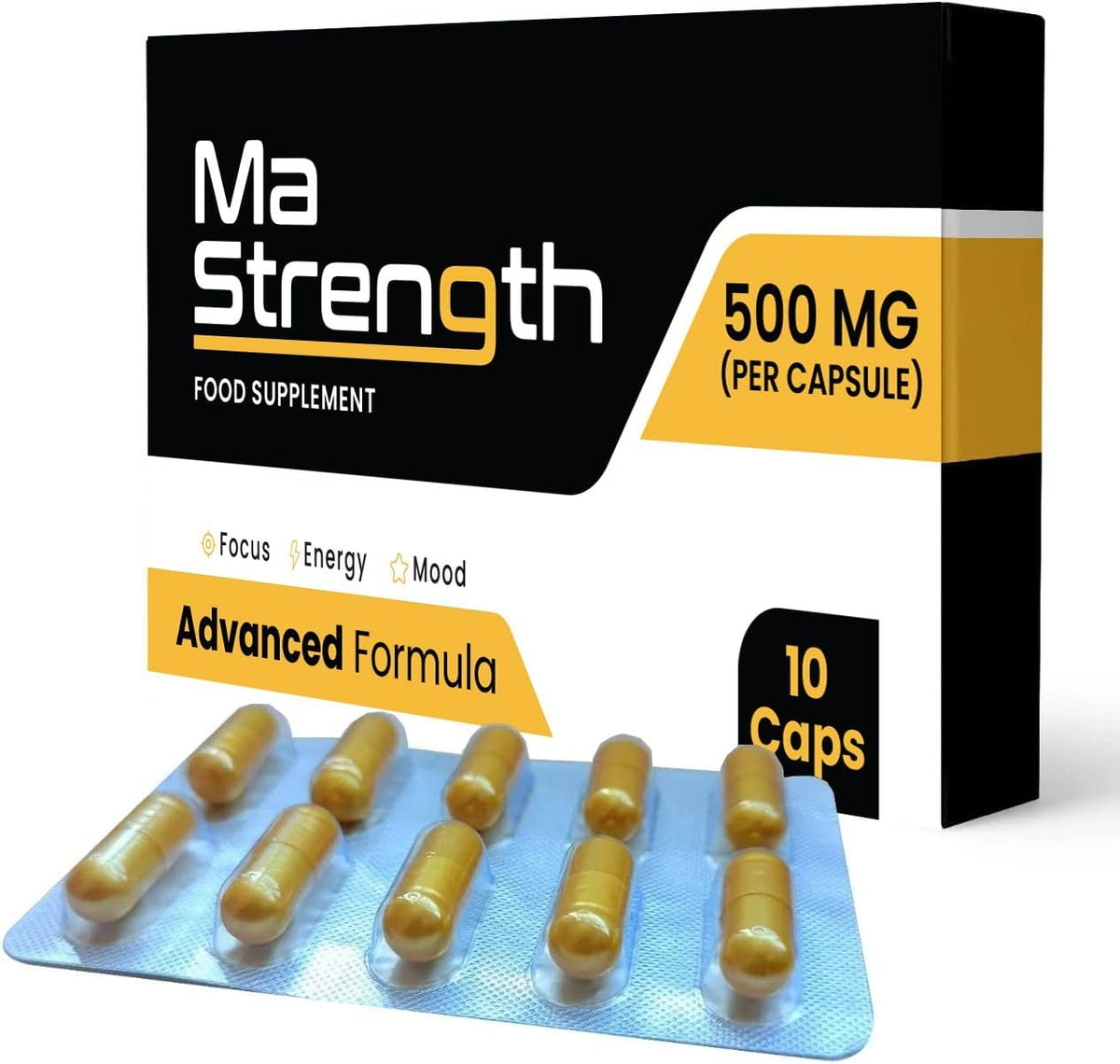 Mastrength - Força, Resistência e Vitalidade com Horny Goat Weed, Tongkat Ali, Ginseng e Maca Root. Suporte de Desempenho de Atividade Duradoura para Homens (Pacote com 10 Cápsulas)