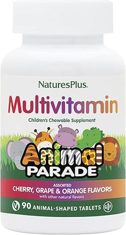 Animal Parade – Multivitamínico Infantil Mastigável – 90 Comprimidos em Formato de Animais – Sabores Naturais Sortidos – Vegetariano, Sem Glúten – 45 Porções - Natures Plus