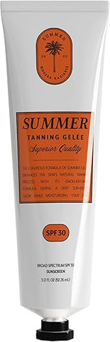Summer Tanning Gelée - Gel Bronzeador Gelée para Bronzeamento ao Ar Livre, Fabricado nos EUA, FPS 30, Gel Bronzeador Hidratante, Óleo Bronzeador Hidratante, Absorção Rápida, Acelerador de Bronzeamento Mais Rápido e Escuro, Amplo Espectro, Protetor Solar