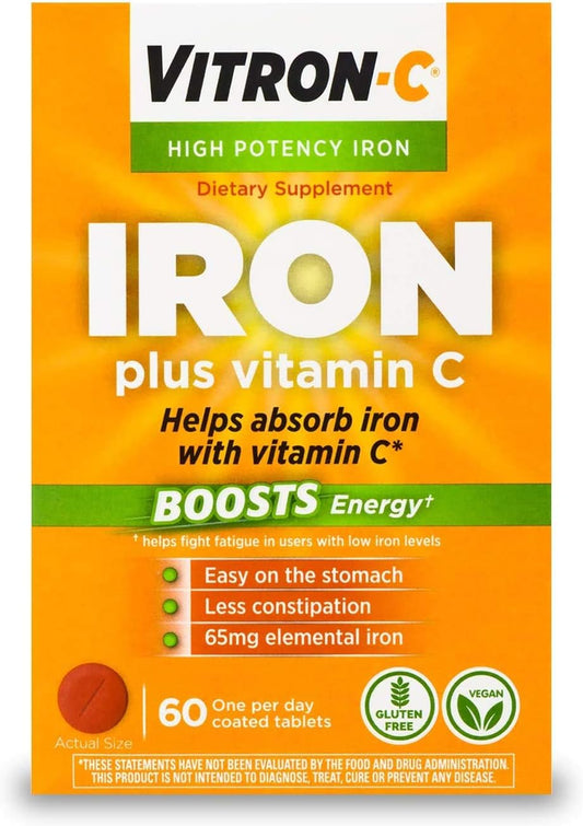 Suplemento de Ferro – 125 mg / 65 mg – Comprimido Revestido – 60 por Frasco-McK - Vitron-C