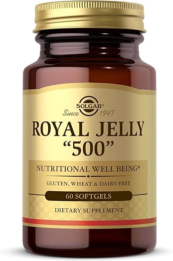 SOLGAR - Solgar Royal Jelly “500” – 60 Softgels – Sem Glúten, Sem Lactose – 60 Porções – Comprimidos de Gelatina Macia