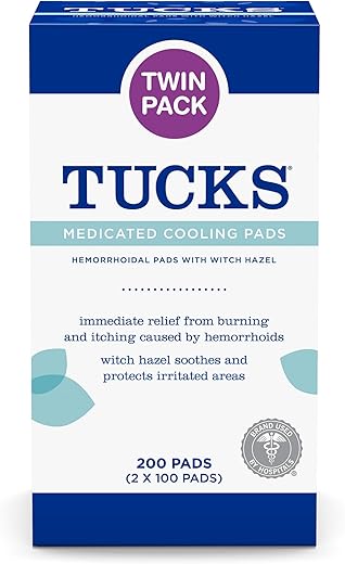 Pads Refrescantes Medicados, 200 Unidades – Almofadas de Hamamélis para Áreas Sensíveis, Limpeza e Proteção contra Irritação - TUCKS