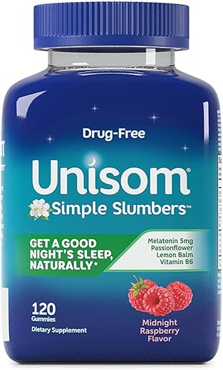 Gummies Melatonina 5mg Framboesa Meia-Noite, 120 Unidades - Unisom