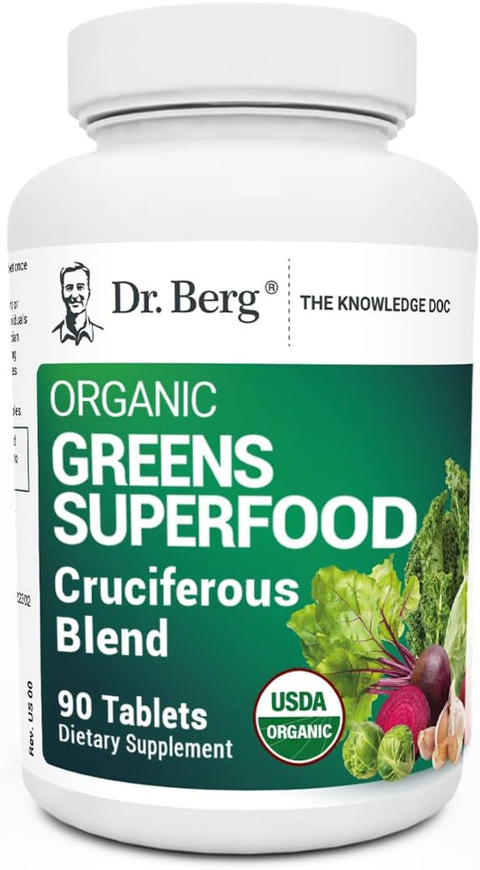 Dr. Berg Nutritionals - Dr. Berg’s Greens Superfood Cruciferous Vegetable Tablets – 11 Phytonutrient Super Greens Tablets – Energia, Sistema Imunológico – Dr. Berg’s