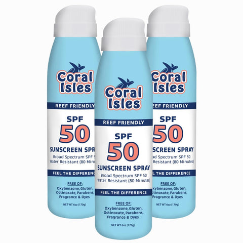 Coral Isles - Protetor Solar Spray FPS 50 – Proteção UVA/UVB de Amplo Espectro – Octinoxate 50g