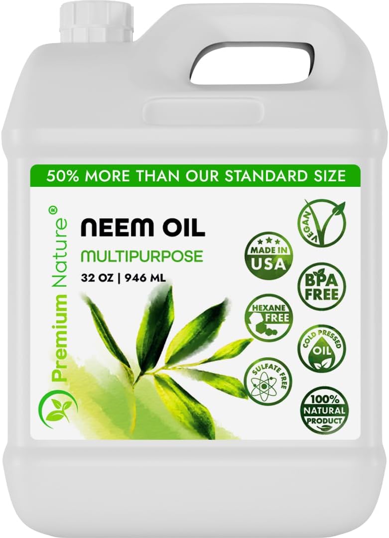 Premium Nature - Óleo de Neem Orgânico para Pele e Cabelo – 100% Puro, Extraído a Frio, Ideal para Misturar com Óleos Essenciais, Plantas e Massagens – Spray para Ambientes Internos