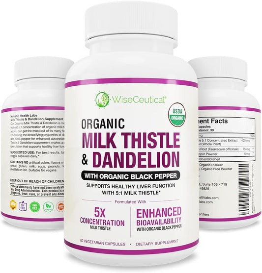Wiseceutical - Leite de Cardo Orgânico USDA de Máxima Absorção – Extrato Concentrado 5:1 Potente (2000mg de Força)