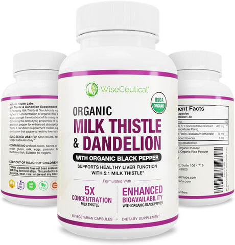 Wiseceutical - Leite de Cardo Orgânico USDA de Máxima Absorção – Extrato Concentrado 5:1 Potente (2000mg de Força)