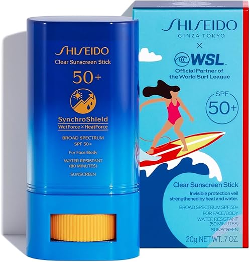 Shiseido - Protetor Solar Stick World Surf League Edição Limitada – FPS 50 Amplo Espectro Invisível – Use com ou sem maquiagem – Fórmula Leve – Todos os Tipos de Pele
