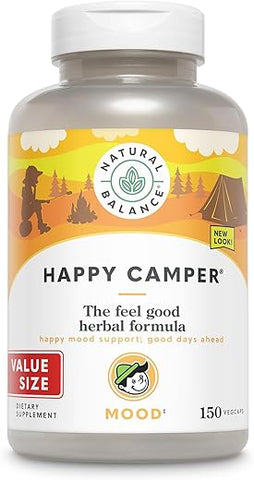 Happy Camper – Suplemento de Suporte ao Bom Humor – Cápsulas de Gotu Kola, Flor da Paixão e Kava Kava – Garantia de 60 Dias – 75 Porções, 150 VegCaps - Natural Balance
