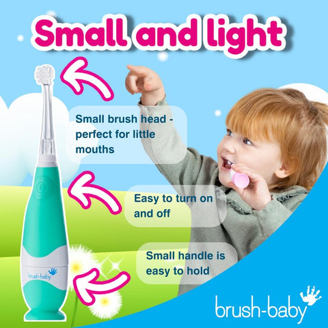 Escova de Dentes Elétrica para Bebês e Crianças brush-baby BabySonic de 0 a 3 Anos – Timer LED Inteligente e Vibração Suave Proporcionam uma Experiência Divertida de Escovação – Inclui 2 Escovas Sensíveis