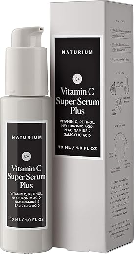 Super Serum Plus Vitamina C, Cuidado Facial Suavizante com Retinol, Ácido Hialurônico e Niacinamida – 30ml - Naturium