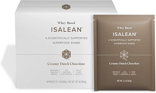 IsaLean Shake – Pó de Proteína Nutritivo para Shake Pronto para Beber – Saboroso Chocolate Holandês Cremoso, 14 Pacotes - Isagenix