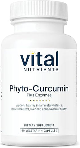Phyto-Curcumin Plus Enzymes | Suplemento de Curcumina com Extrato de Fitossoma | Suporte para Saúde Muscular, Óssea, Hepática e Cardíaca* | Livre de Glúten, Laticínios e Soja | 60 cápsulas - Vital Nutrients