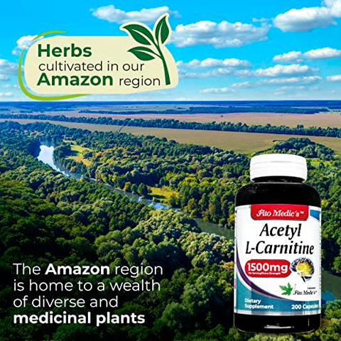FITO MEDIC'S - Lab – L-Carnitina – 1500 mg por Porção, 200 Cápsulas – Alta Potência de Acetil L-Carnitina – Suporta Produção Natural de Energia, Memória e Foco – Carnitina