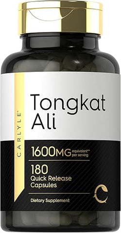 Tongkat Ali | 180 Cápsulas de Liberação Rápida | 1.600mg | Suplemento Livre de Transgênicos e Glúten - Carlyle