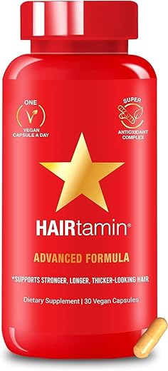 Vitaminas Veganas para Cabelos para Crescimento Rápido | Cápsulas de Biotina Natural para Apoiar Cabelos, Pele e Unhas Saudáveis | Pode Reduzir a Queda - HAIRtamin