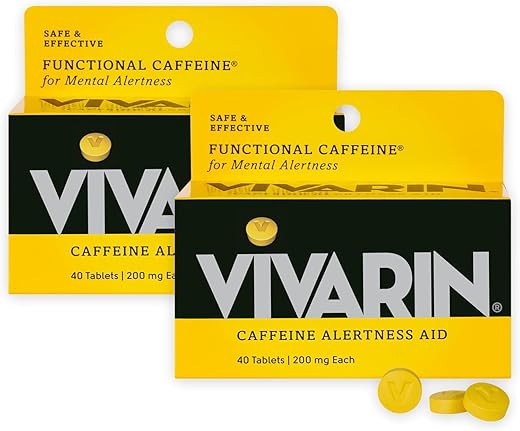 Comprimidos de Cafeína 200mg, 40 Unidades, Estimulante para Alerta Mental, Mesma Cafeína de uma Xícara de Café – 2 Unidades - Vivarin
