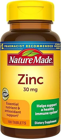 Zinco 30 mg (Pacote com 4) – Fortaleça sua saúde com Zinco de alta qualidade - Nature Made