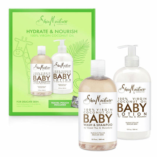 Conjunto Presente SheaMoisture para Bebês – Óleo de Coco Virgem 100% – Livre de Sulfatos – Ideal para Novas Mamães –  G – ml