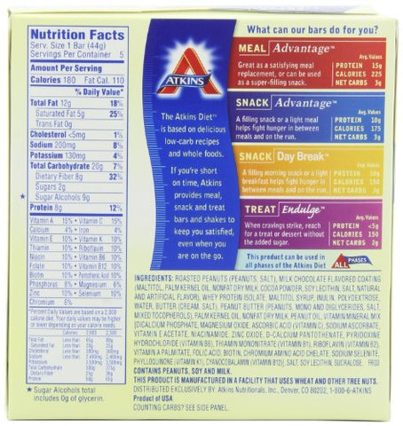 Advantage Rolinho de Caramelo, Chocolate e Nozes, 45g, Caixa com 5 unidades (Pacote com 2) - Atkins