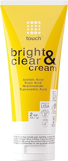 Creme TOUCH Clareador de Pele para Manchas Escuras no Rosto – Ácido Azelaico com Ácido Kójico, Ácido Tranexâmico – 30g