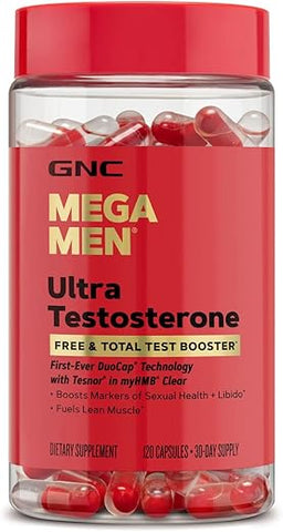 Mega Men Ultra Testosterone | Grátis | Aumente sua energia e desempenho | 60 cápsulas - GNC