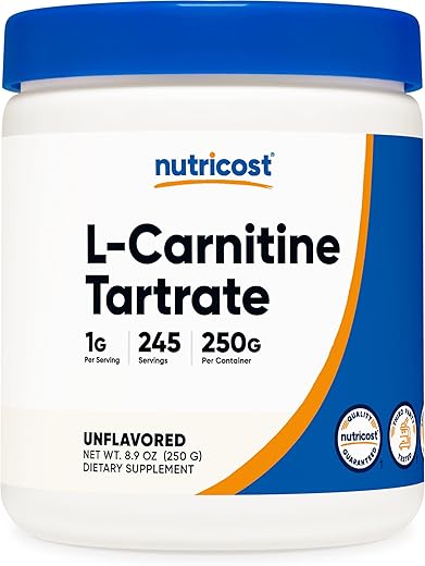 L-Carnitina em Pó (250g) – 1g por Porção, 245 Porções - Nutricost