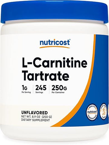 L-Carnitina em Pó (250g) – 1g por Porção, 245 Porções - Nutricost
