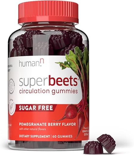 SuperBeets Gummies de Circulação – Energia Saudável para o Coração, Extrato de Semente de Uva - humanN