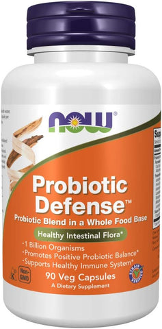 Supplements: Probiotic Defense – Blend Probiótico em Base de Alimentos Integrais com 1 Bilhão de Organismos, 90 Cápsulas Vegetais - NOW Foods