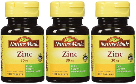Zinco 30 mg – 100 Comprimidos, Pacote com 3 – Compre Agora! - Nature Made