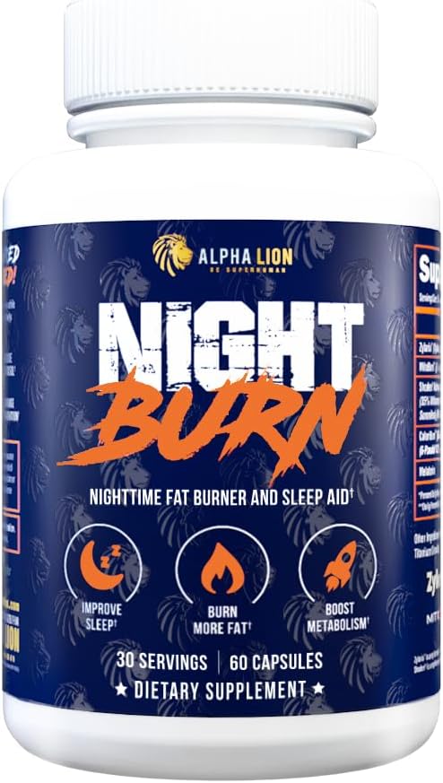 ALPHA LION - Suplemento Alpha Lion Night Burn para Suporte ao Sono, Metabolismo e Crescimento Muscular Magro, Promove Relaxamento e Equilíbrio do Cortisol, com Ashwagandha