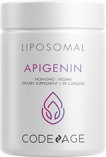 Liposomal Apigenin – Suplemento de Extrato de Camomila Flavonoide Diário, Complexo de Fosfolipídeos Lipossomais, Óleo de Girassol Não-OGM, Mistura Vegana de Fosfatidilcolina – 3 Meses de Fornecimento - Codeage