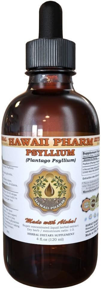 Psyllium Líquido Extrato, Tintura de Psyllium (Plantago Psyllium), Suplemento Herbal, Hawaii Pharm, Fabricado nos EUA, 120 ml