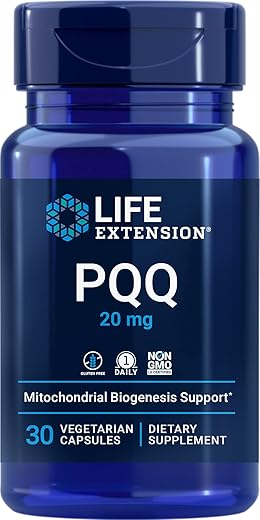 PQQ 20 mg: Promove o crescimento de novas mitocôndrias, sem glúten, não transgênico, vegetariano, 1 cápsula diária, 30 cápsulas - Life Extension