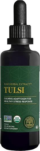 Global Healing Center - Global Healing – Extrato de Folha de Tulsi Orgânico (Manjericão Sagrado) – Gotas Líquidas Veganas – Erva Bioativa para Resposta Normal ao Estresse e Energia Natural