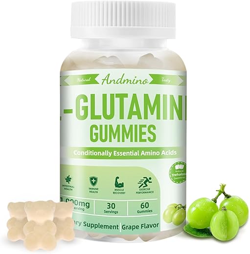 andmino - L-Glutamina Gummies 1000 mg com Trehalose – Suporte Intestinal e Reforço Imunológico