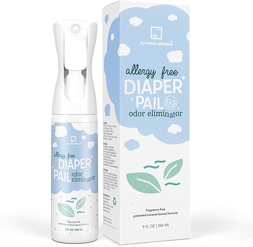 Dynamic Element - Spray Neutralizador de Odores para Lixeira de Fraldas – Fórmula Mineral Patenteada – 9 ml – Elimina odores de fraldas sem perfume